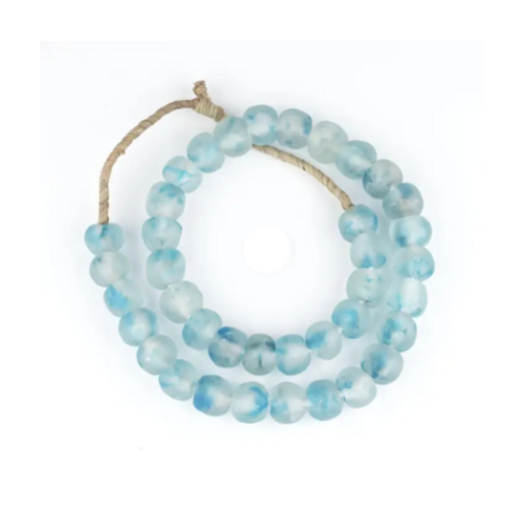 Outside The Box 24" Speckled Blue Recycled 14mm Glass Beads
