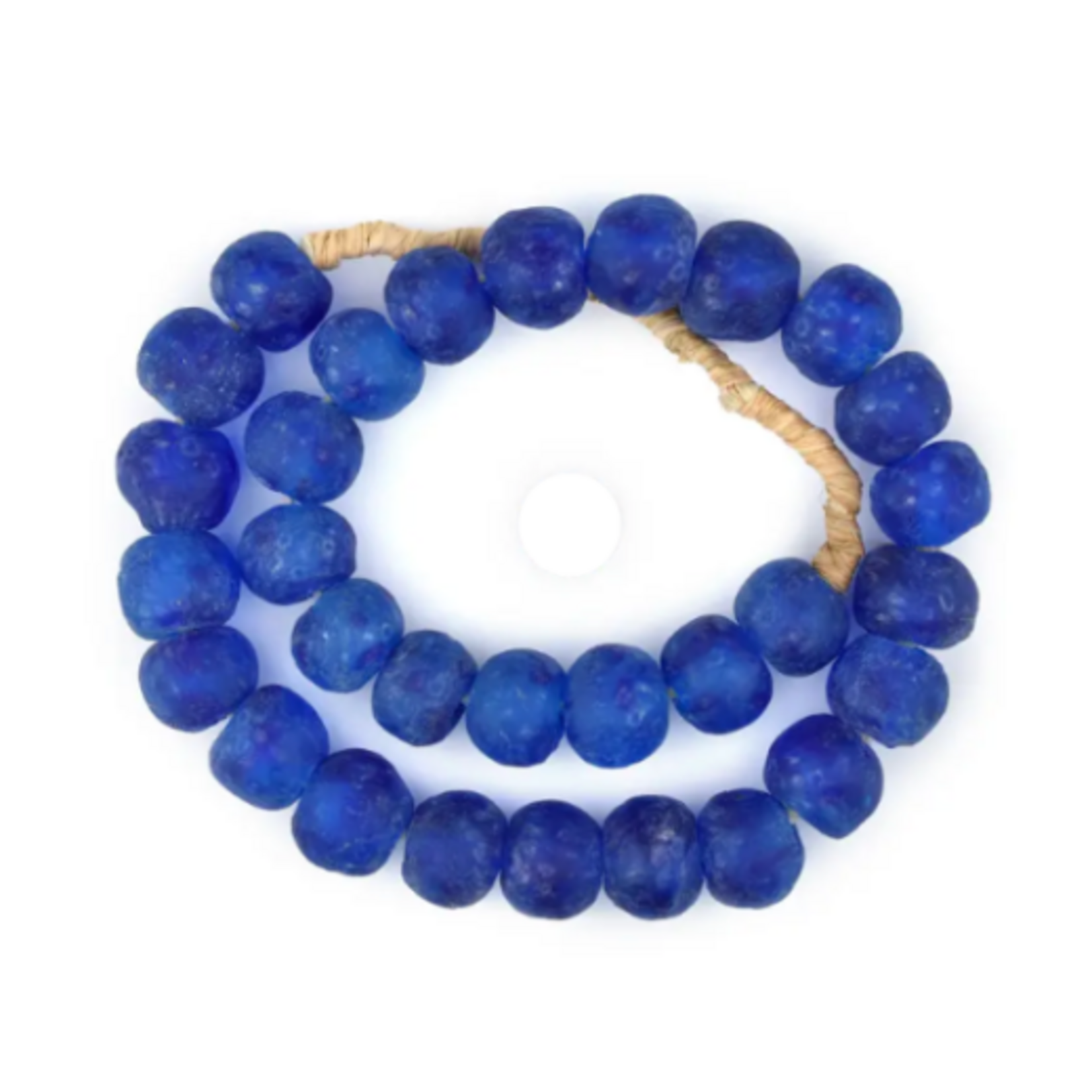 Outside The Box 30" Aqua Swirl Recycled 23mm Glass Beads