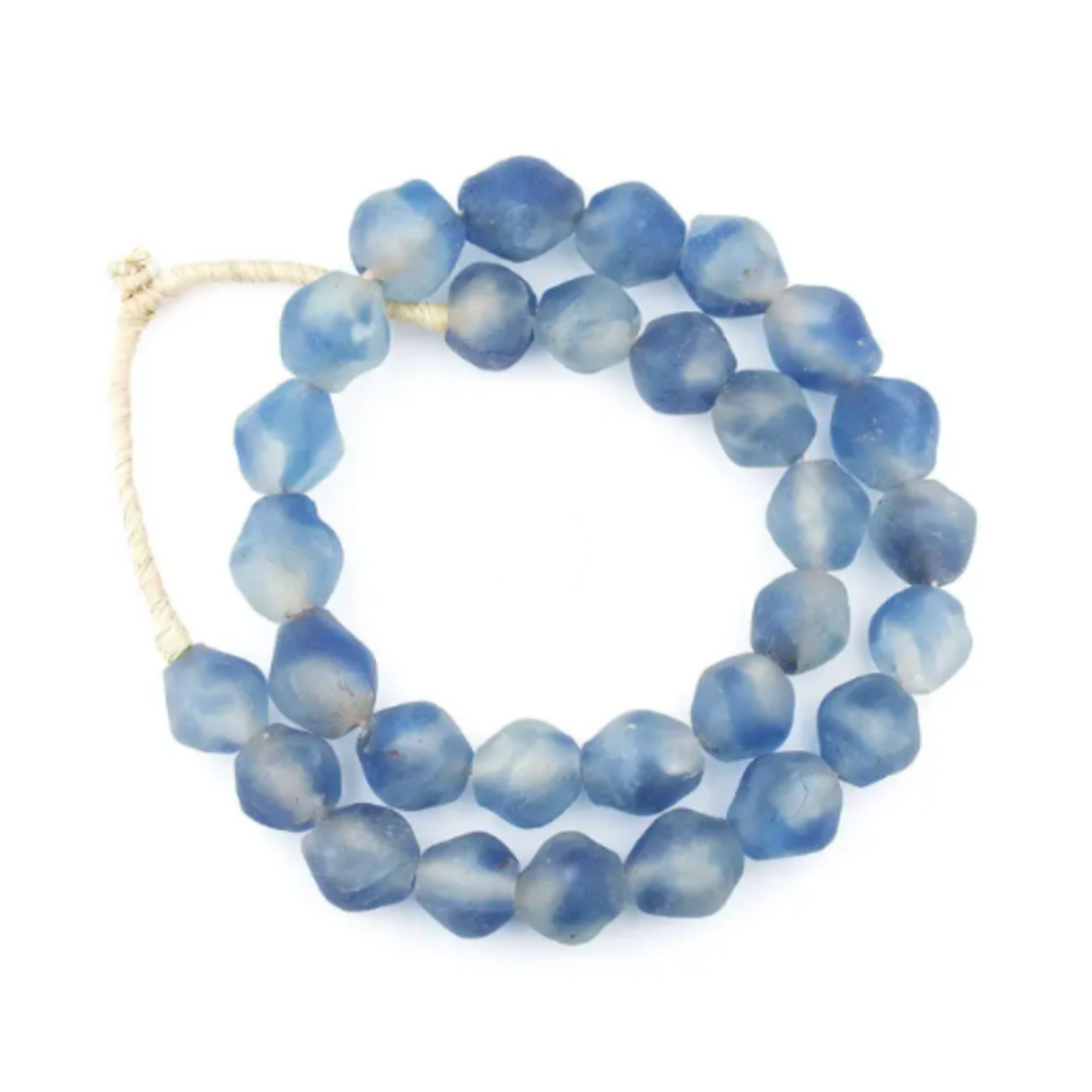Outside The Box 24" Blue Swirl Bicone Recycled 25mm Glass Beads