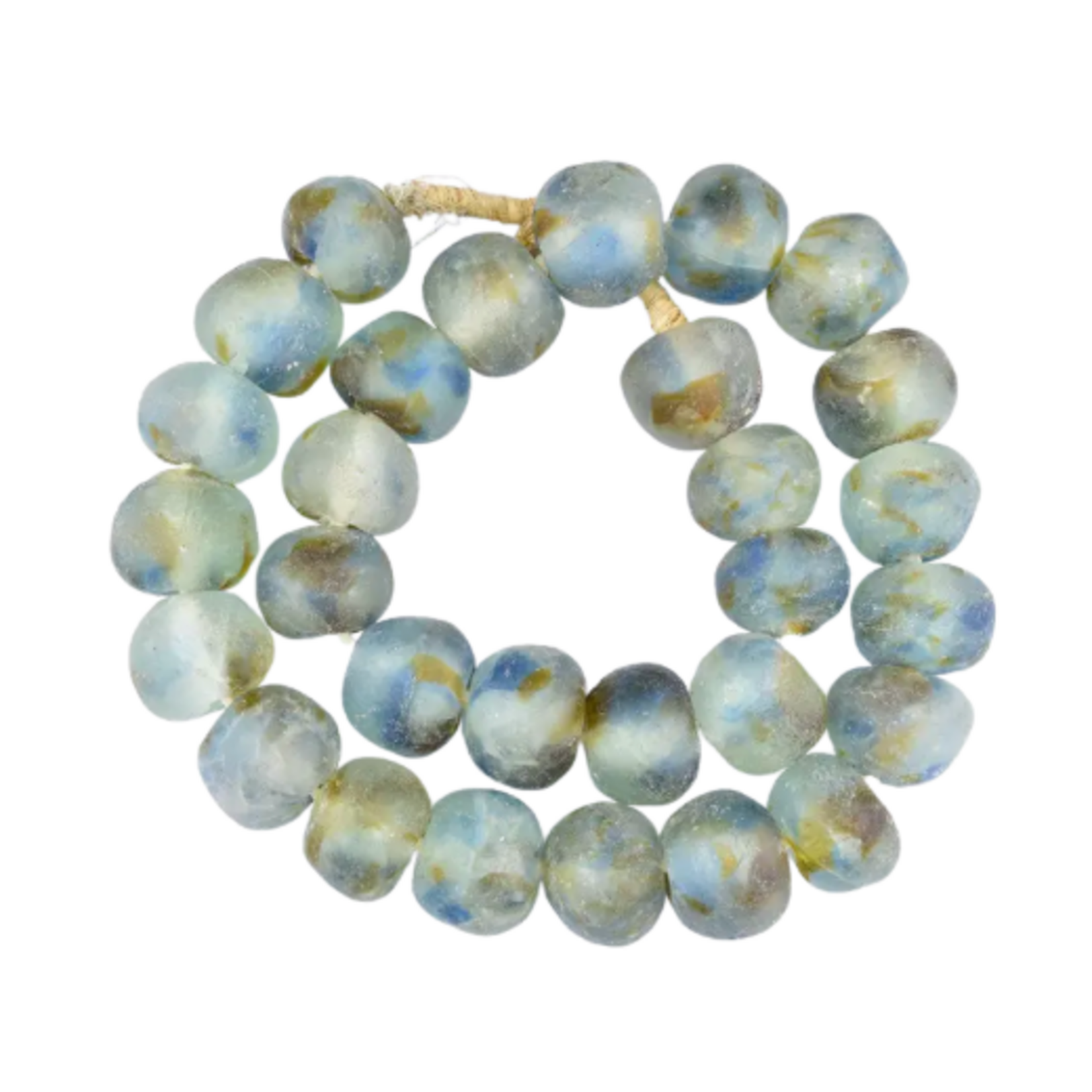 Outside The Box 34" Brown Blue Swirl Recycled 34mm Glass Beads