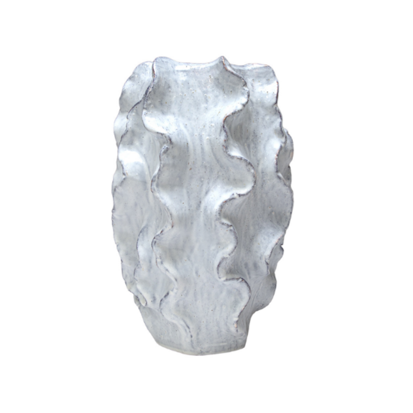 Outside The Box 15" Filmore White Ceramic Sculptured Vase