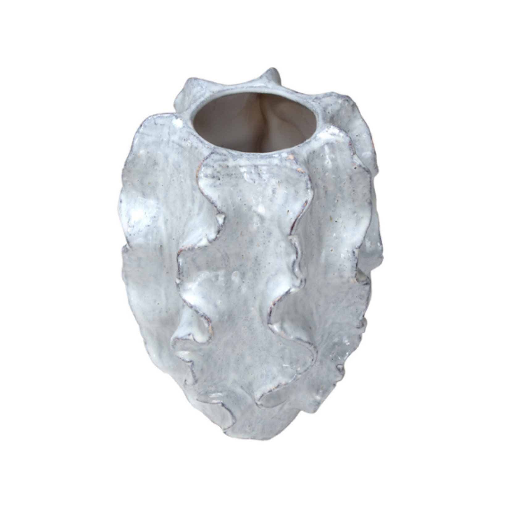 Outside The Box 15" Filmore White Ceramic Sculptured Vase