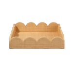 Outside The Box 15x14 Wonderland Scalloped Natural Raffia Square Tray