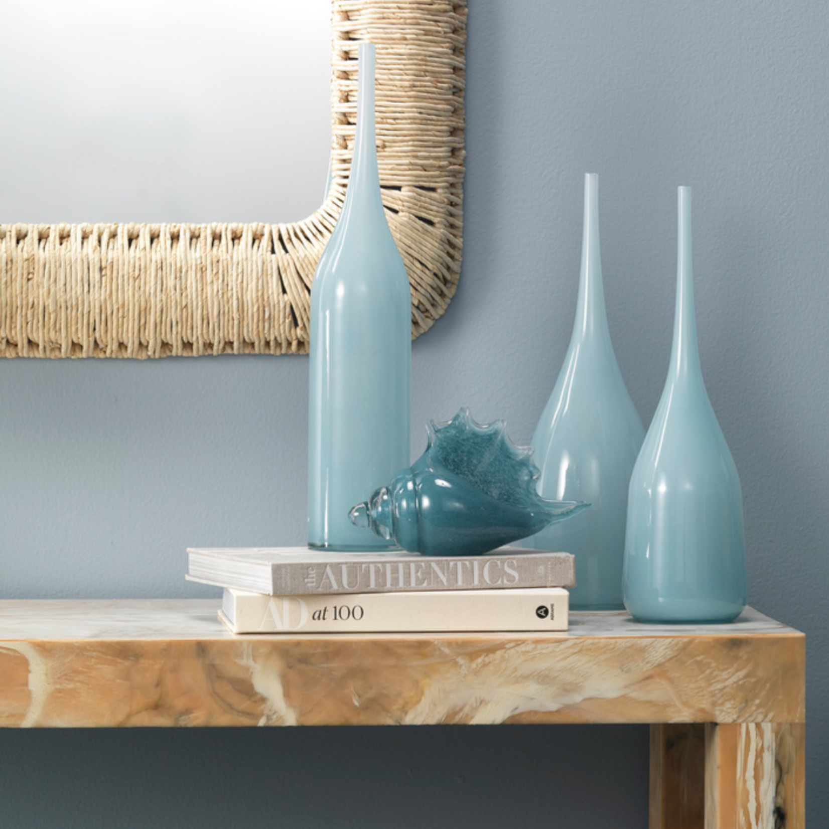 Outside The Box 6" Triton Blue Hand Blown Decorative Glass Shell