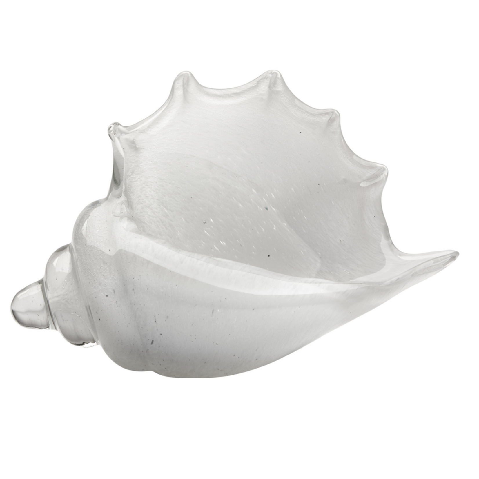 Outside The Box 6" Triton White Hand Blown Decorative Glass Shell