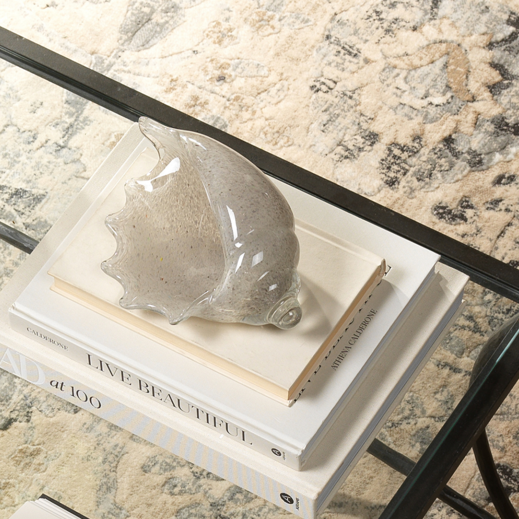 Outside The Box 6" Triton Gray Hand Blown Decorative Glass Shell