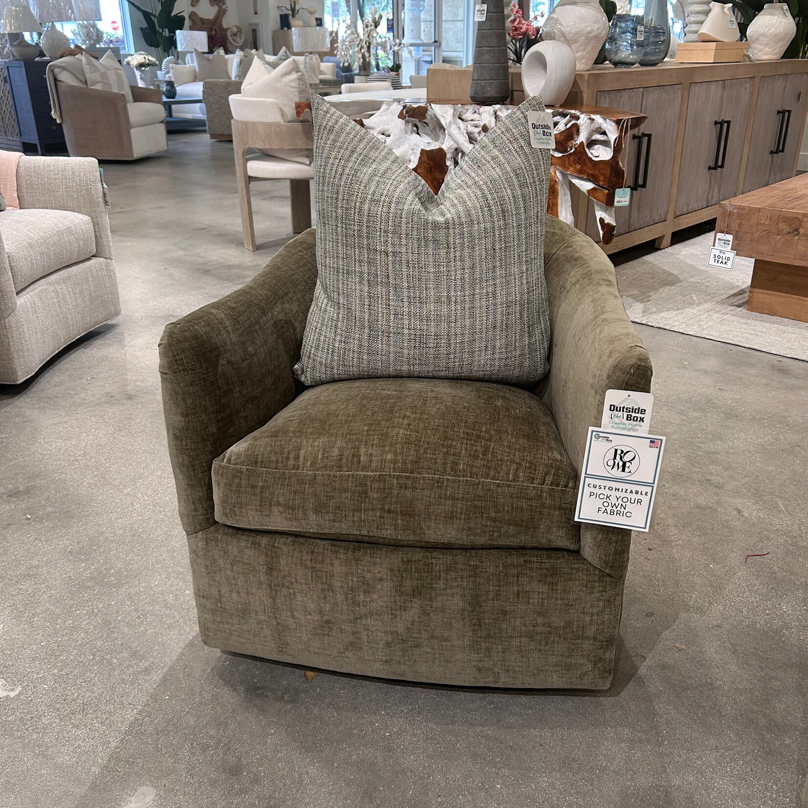 Outside The Box Rue Olive 100% Poly Performance Fabric Cloud Swivel Chair 13755-13 (V)