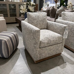 Outside The Box Alba Federal Blue Poly Performance Fabric Upholstered Cloud Swivel Chair Washed Oak Base 12198-52 (W)