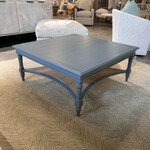 Outside The Box 42x42x18 Montego Solid Mahogany & Rattan Square Coffee Table In Shale Blue - SHB / RNAT