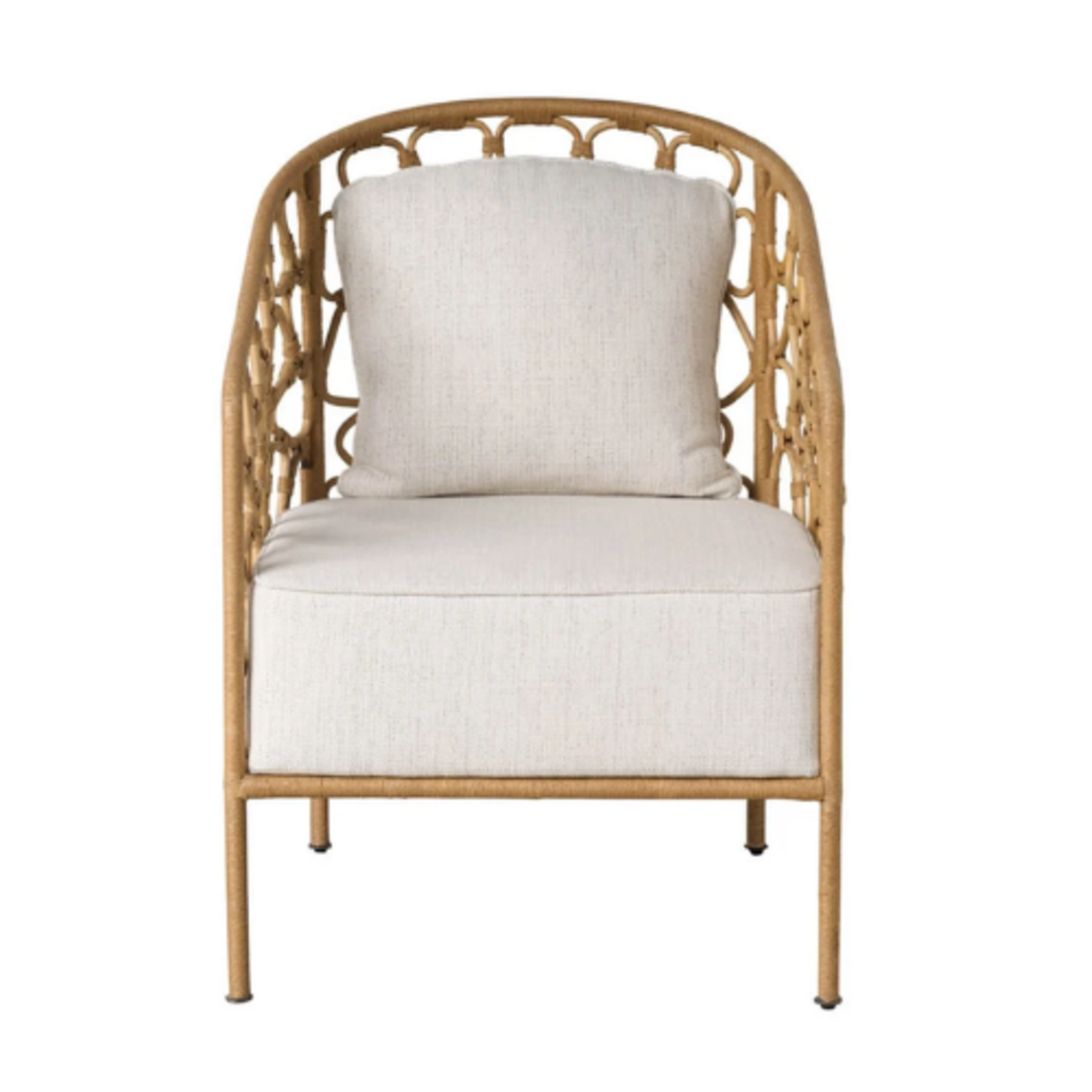 Outside The Box Pebble Escape Rattan Nomad Snow Crypton Performance Fabric Accent Chair