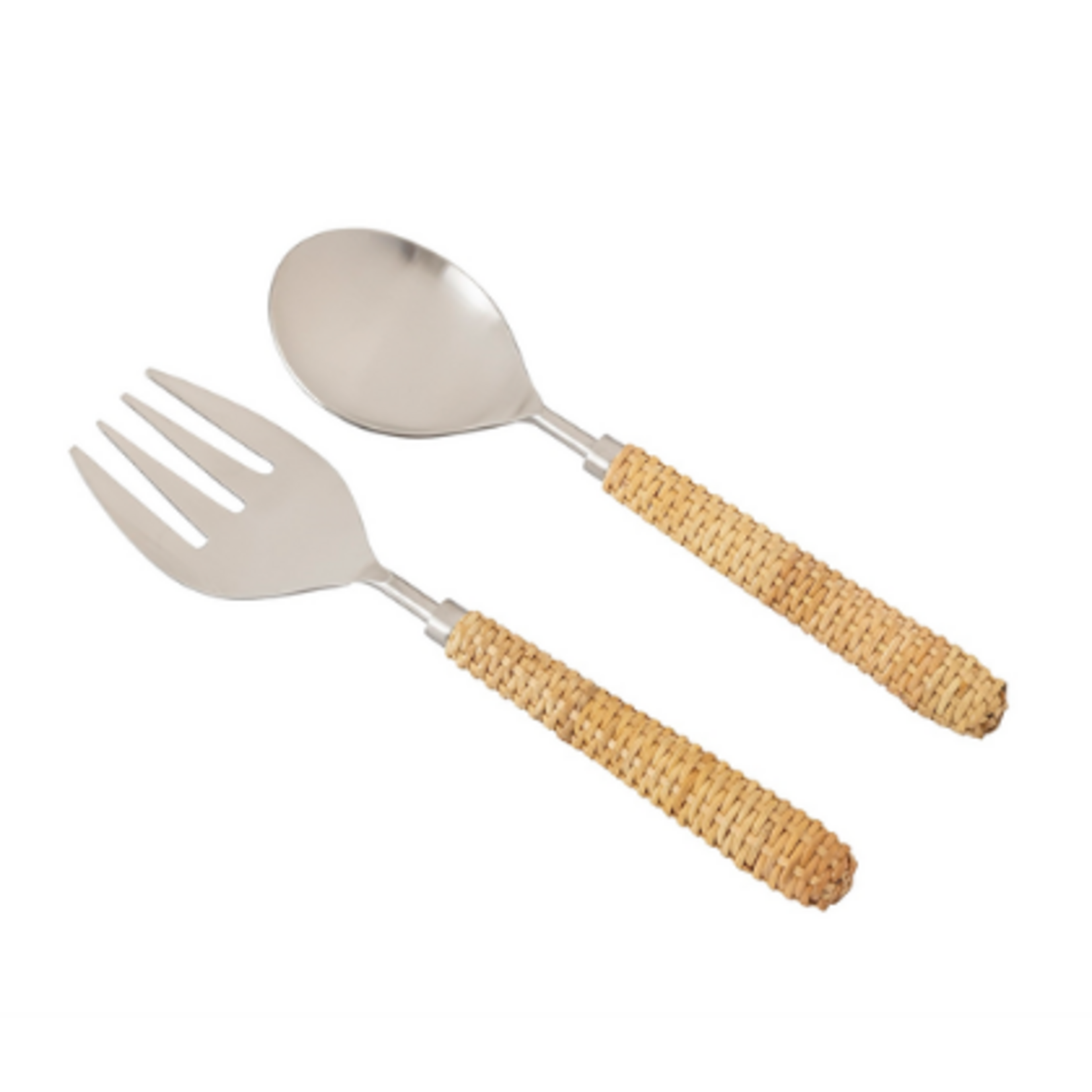 Outside The Box 10" Set Of 2 Stainless Steel & Wood Handle Salad Utensils