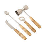 Outside The Box 11" Set Of 4 Stainless Steel & Wood Handle Bar Utensils