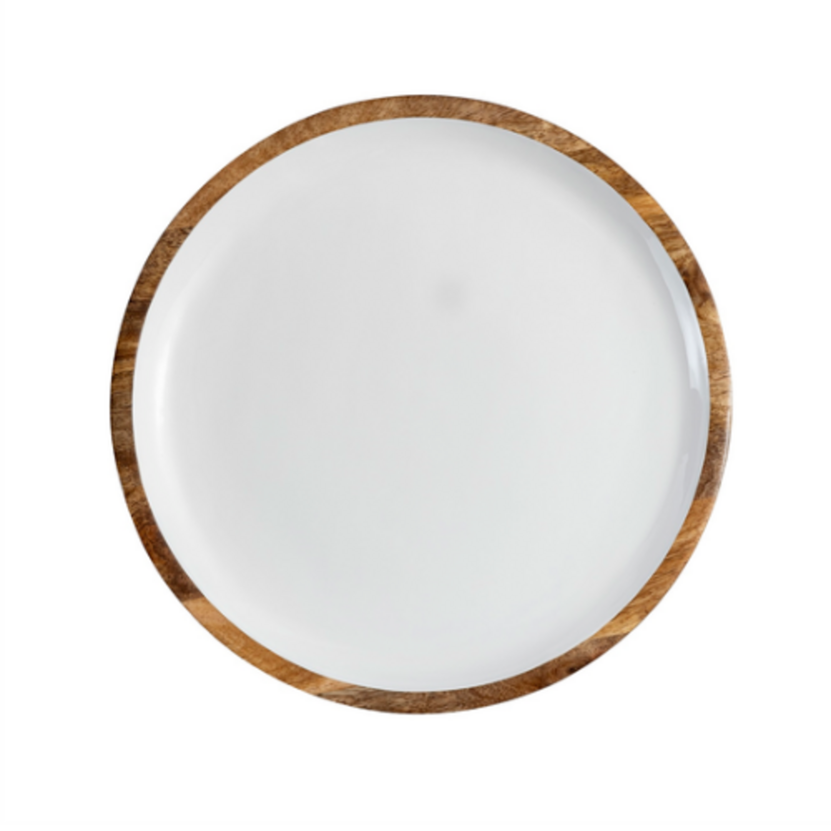 Outside The Box 15" Mango Wood & White Enamel Hand Crafted Bowl