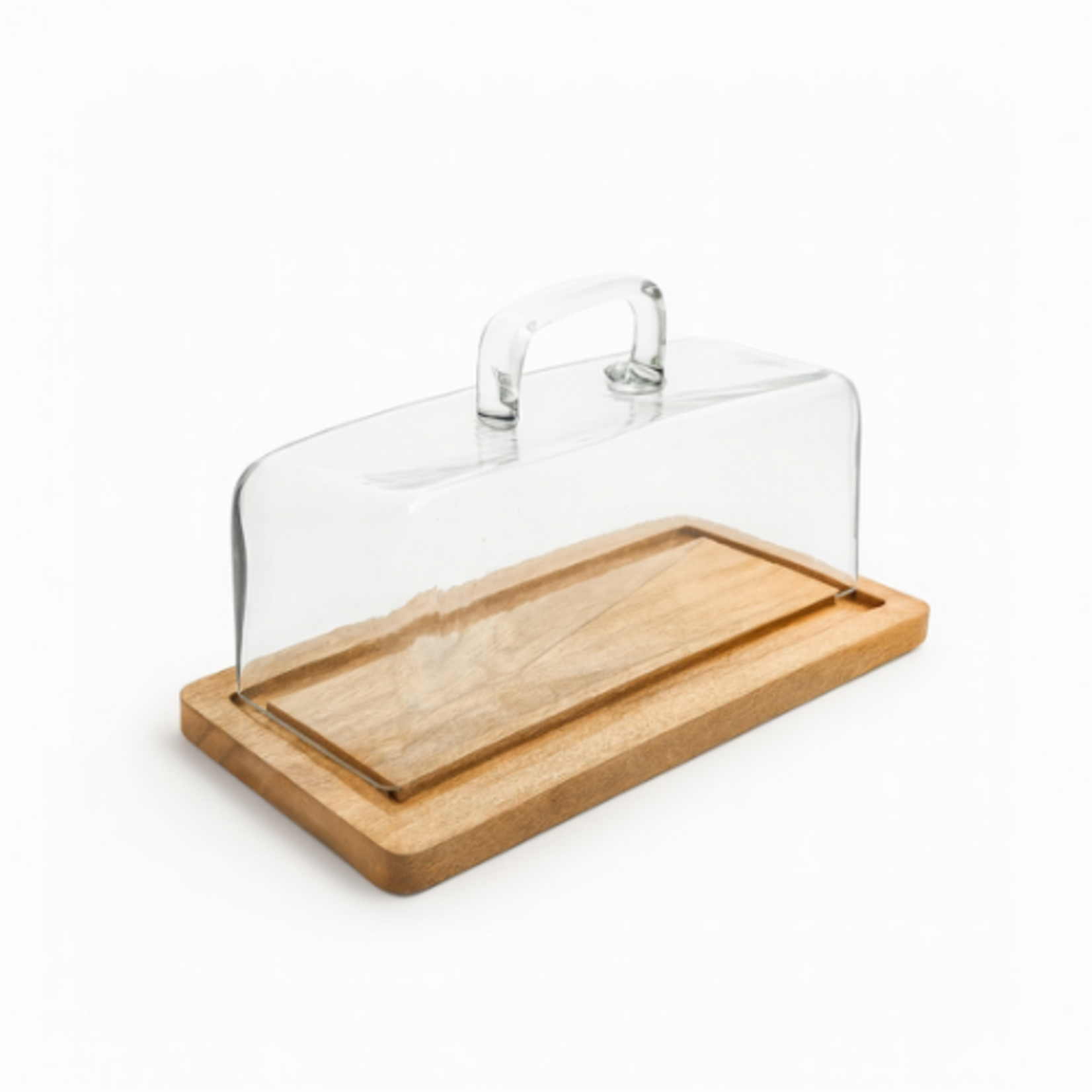 Outside The Box 13x6 Wood & Glass Dome Butter Dish
