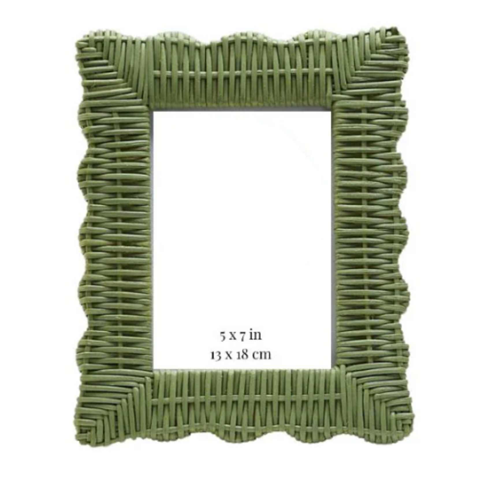 Outside The Box 5x7 Green Rattan Wicker Weave Scalloped Photo Frame
