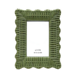 Outside The Box 4x6 Green Rattan Wicker Weave Scalloped Photo Frame