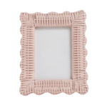 Outside The Box 5x7 Pink Rattan Wicker Weave Scalloped Photo Frame