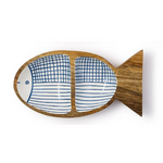 Outside The Box 12", 10" & 7" Set Of 3 Fish Hand Crafted Mango Wood Trays