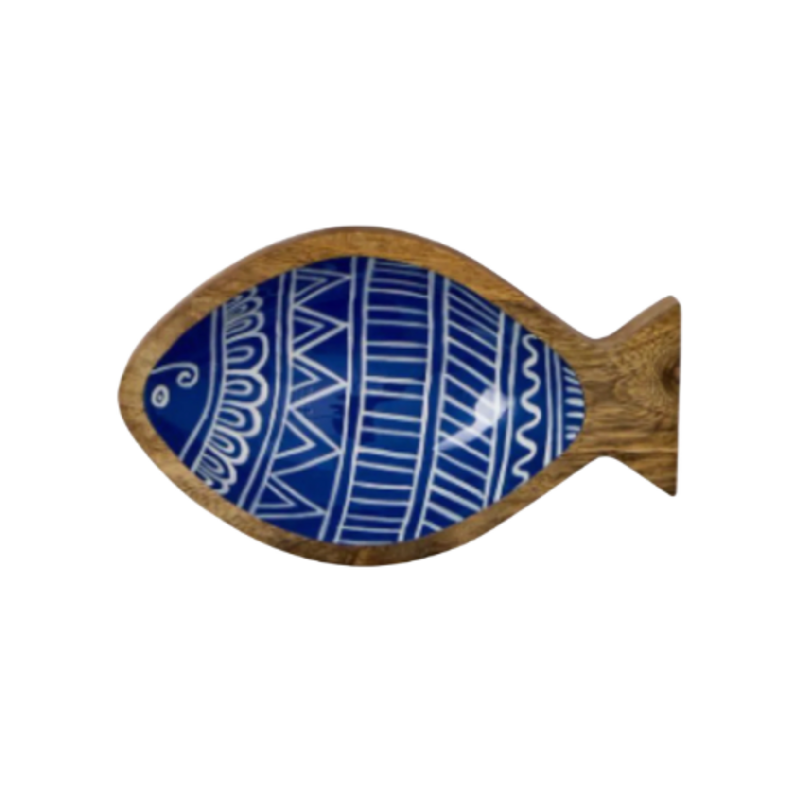 Outside The Box 12", 10" & 7" Set Of 3 Fish Hand Crafted Mango Wood Trays