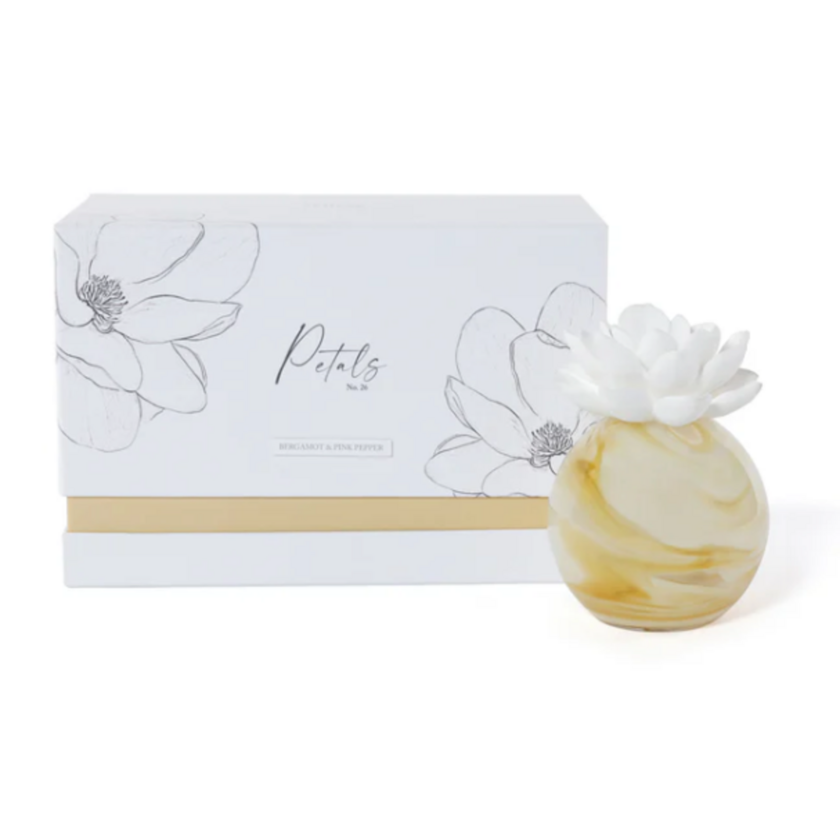 Outside The Box 6.76 oz. Petals Porcelain Diffuser Amber In Bergamot & Pink Pepper