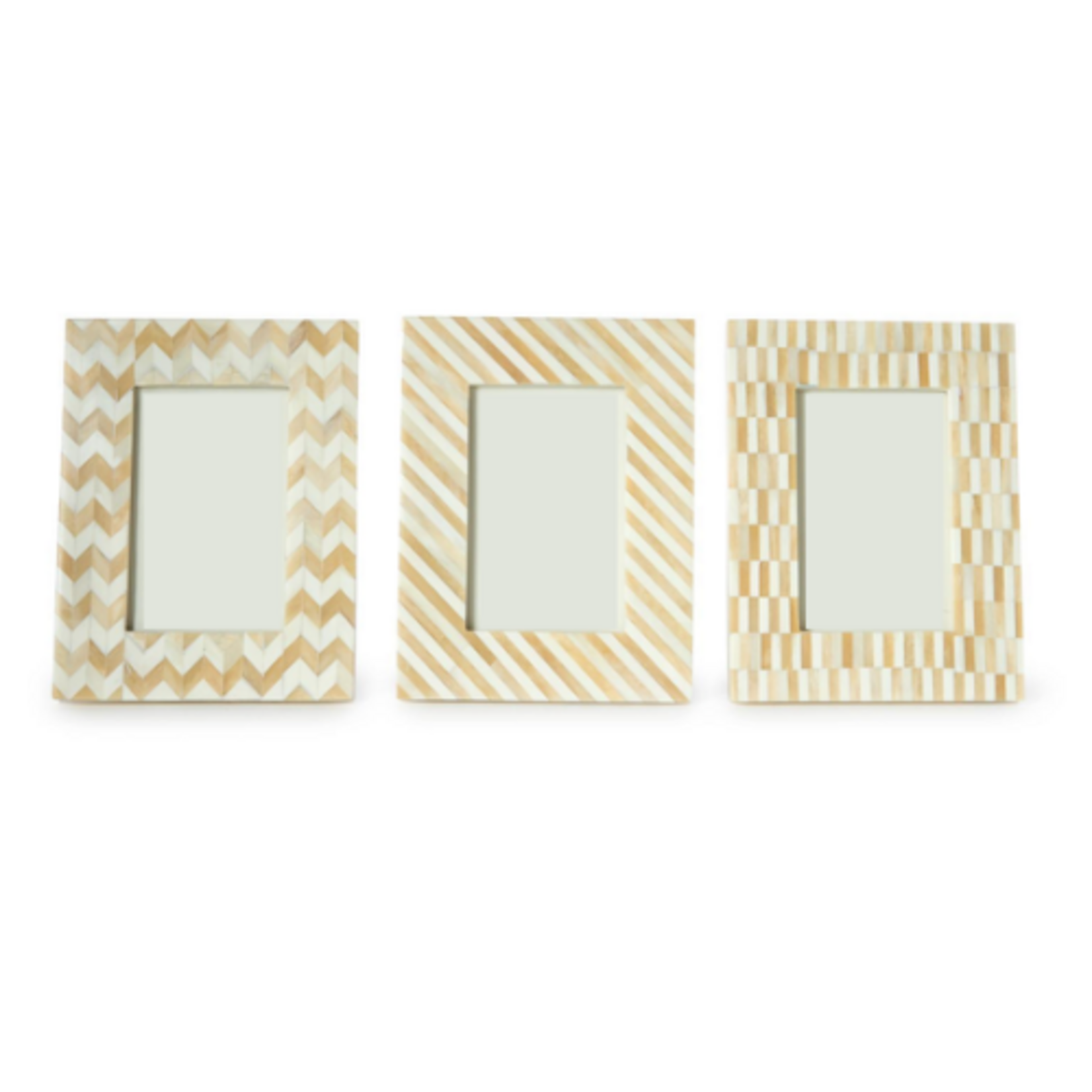 Outside The Box 4x6 Natural & White Mosaic Bone Inlay Photo Frame [3 Designs - SOLD SEPARATELY]