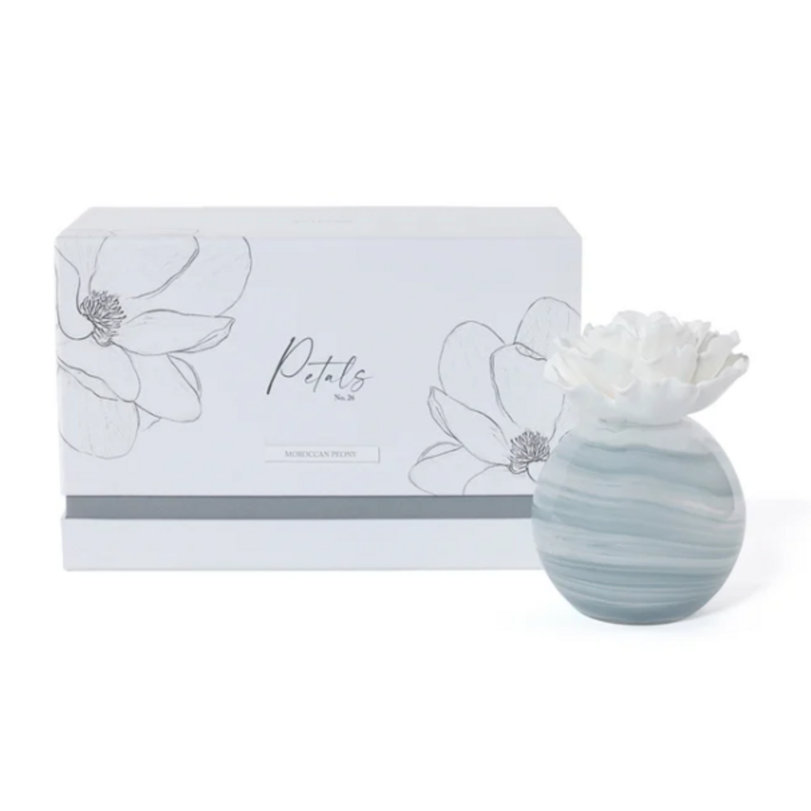 Outside The Box 6.76 oz. Petals Porcelain Diffuser Gray In Moroccan Peony