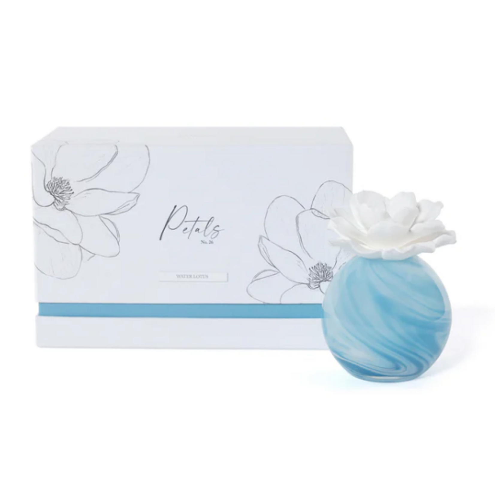 Outside The Box 6.76 oz. Petals Porcelain Diffuser Blue In Water Lotus