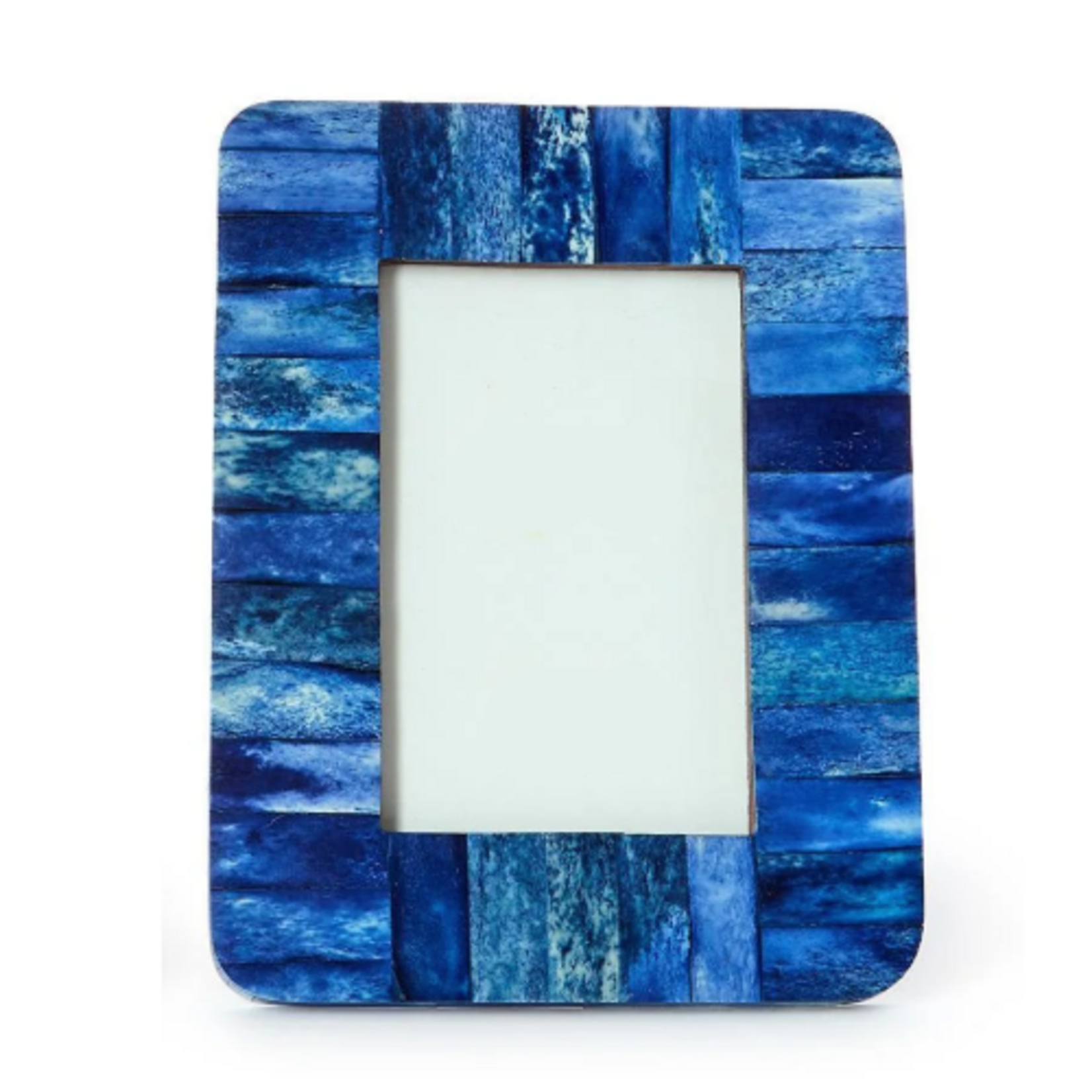 Outside The Box 4x6 Ocean Blue Bone Inlay Rounded Corners Photo Frame
