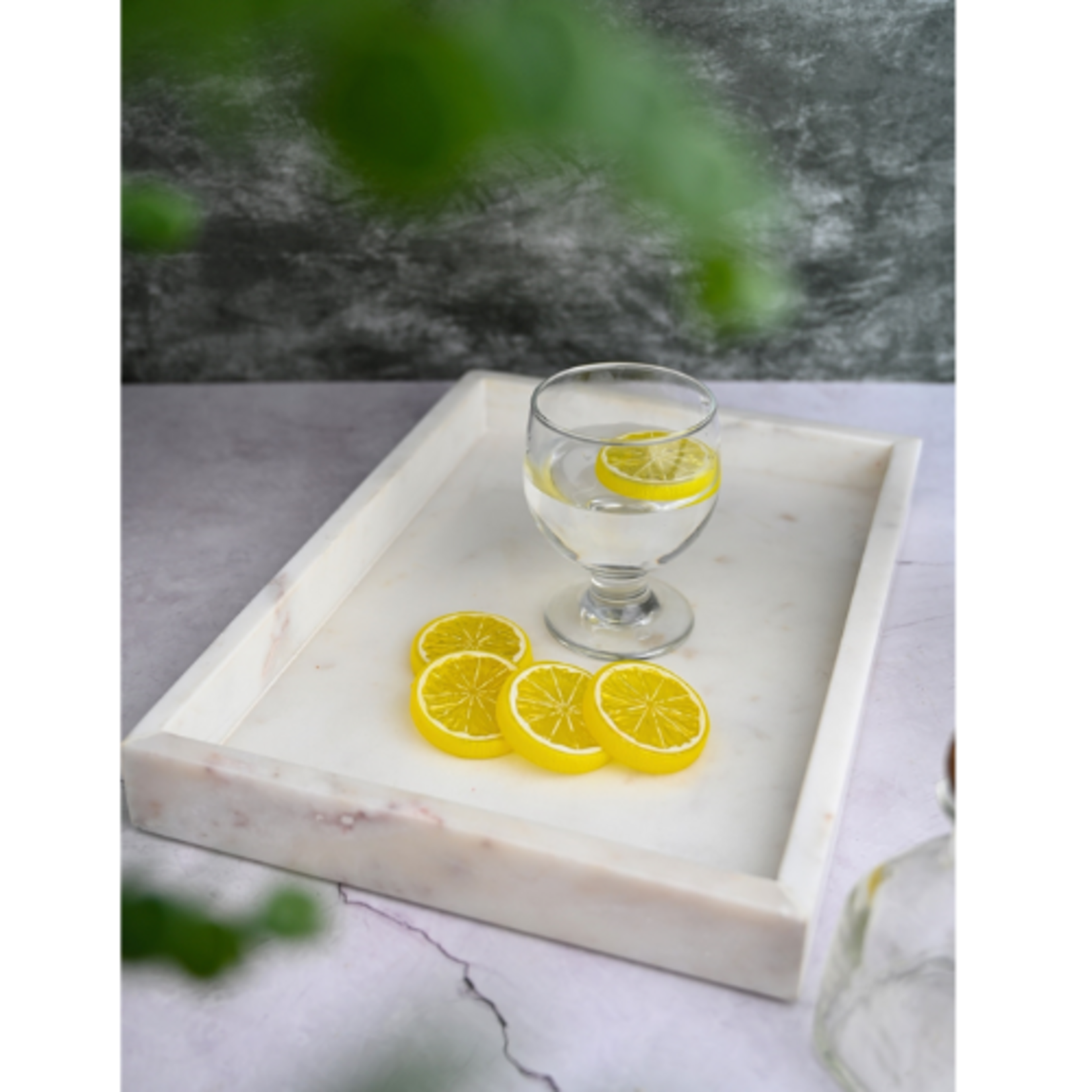 Outside The Box 14x10 Opal White Marble Solid Tray