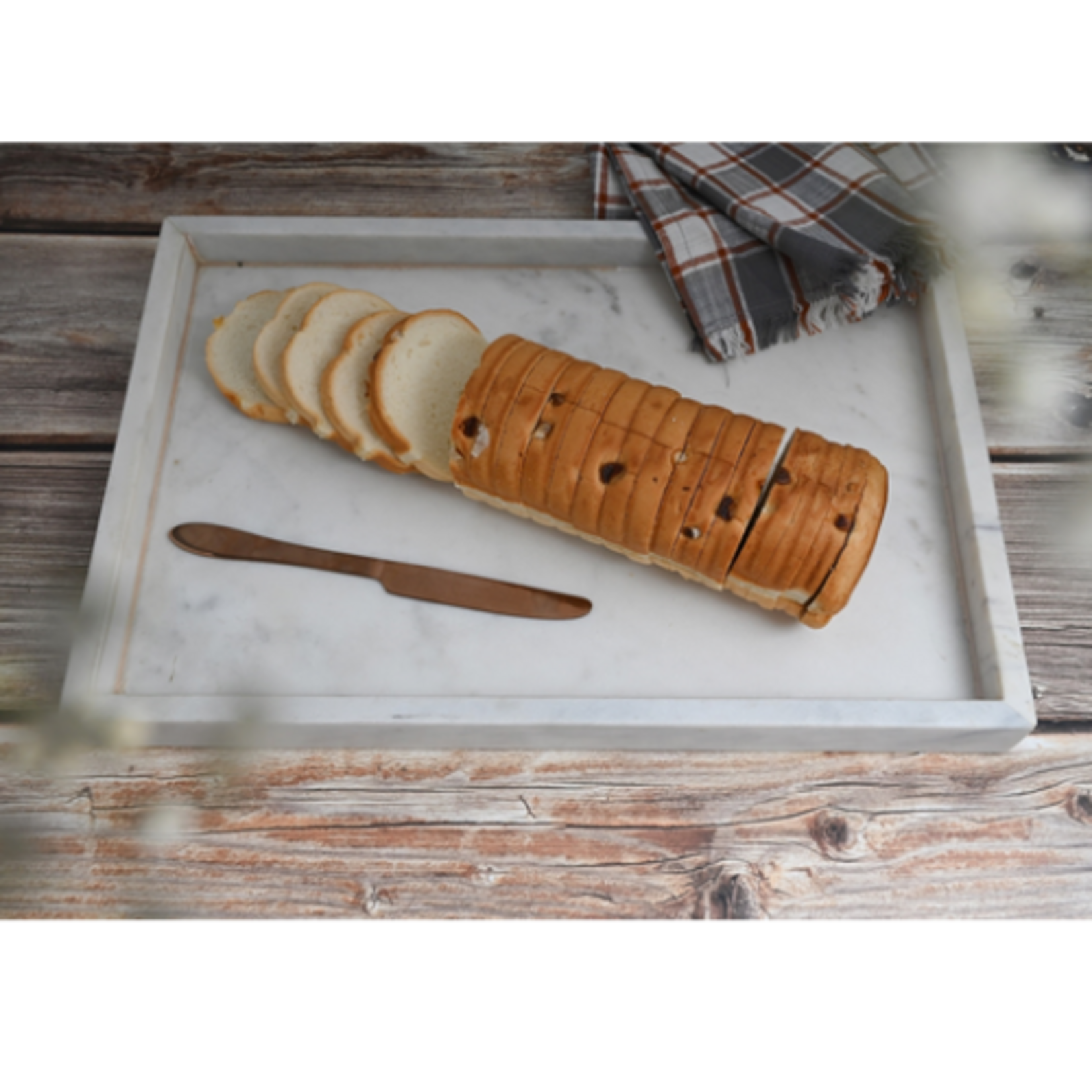 Outside The Box 18x12 Opal White Marble Solid Tray