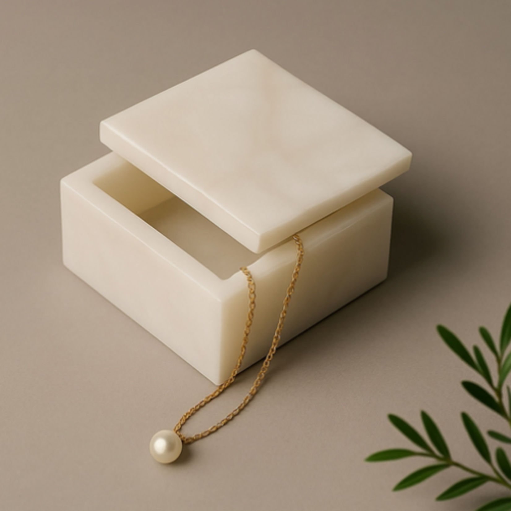 Outside The Box 4x4 White Alabaster Square Decorative Box