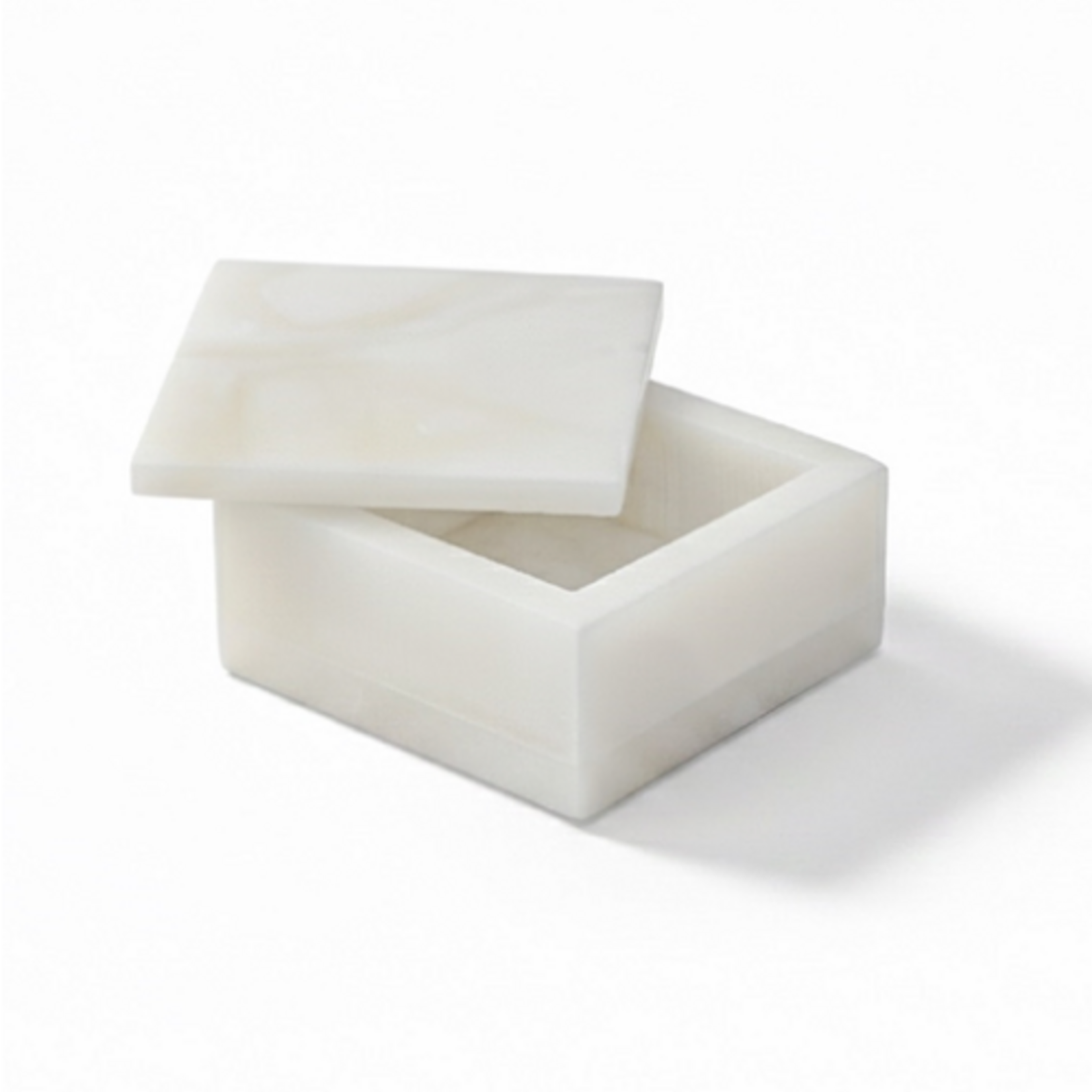 Outside The Box 4x4 White Alabaster Square Decorative Box