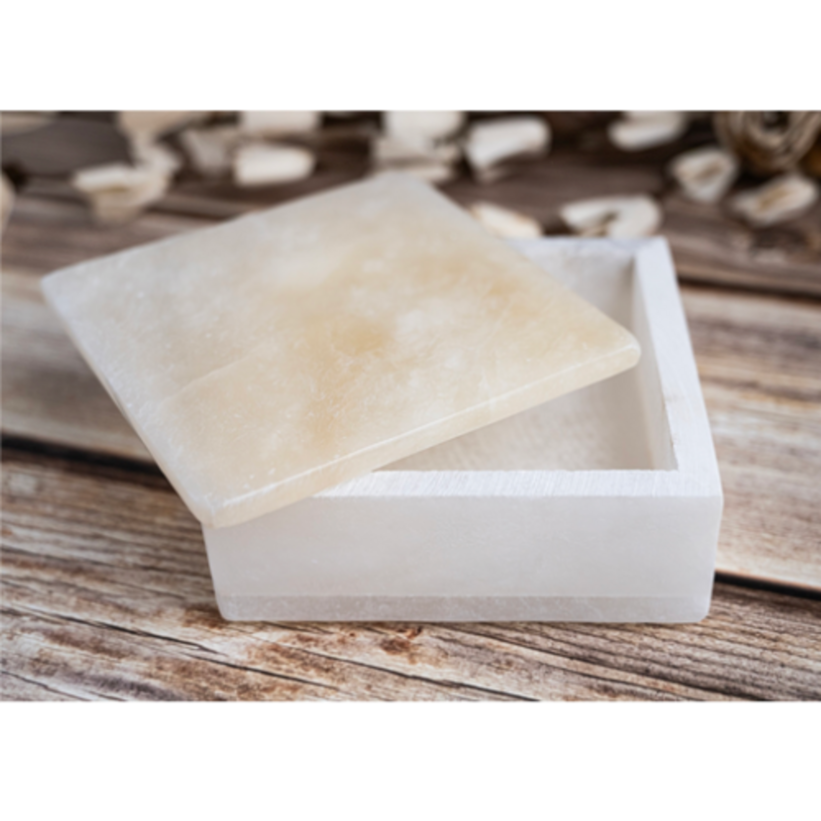 Outside The Box 5x5 White Alabaster Square Decorative Box