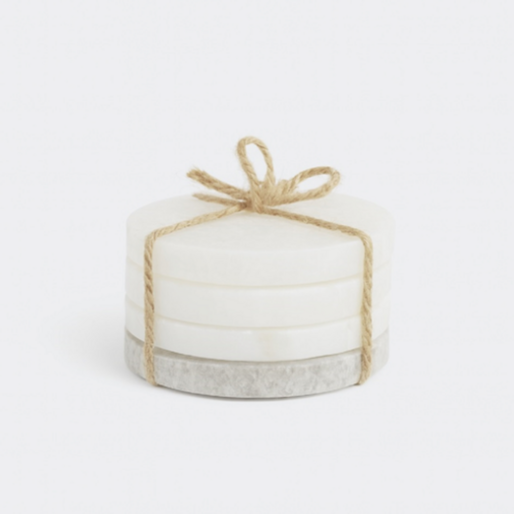 Outside The Box 4" Set Of 4 White Alabaster Round Coasters