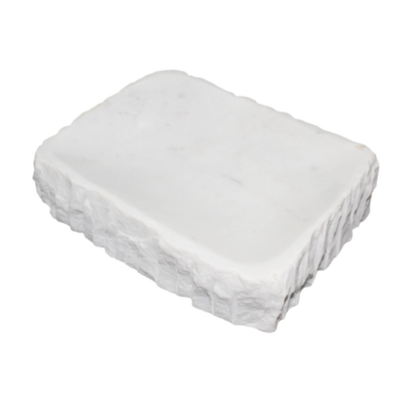 Outside The Box 8x6 White Marble Natural Organic Edge Hand Crafted Rectangular Bowl
