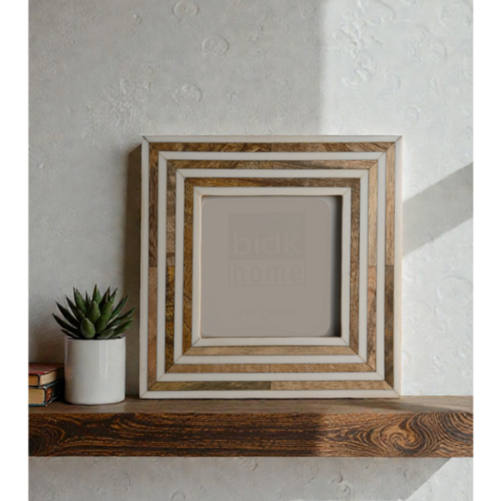 Outside The Box 4x4 White & Brown Resin Tiled Photo Frame