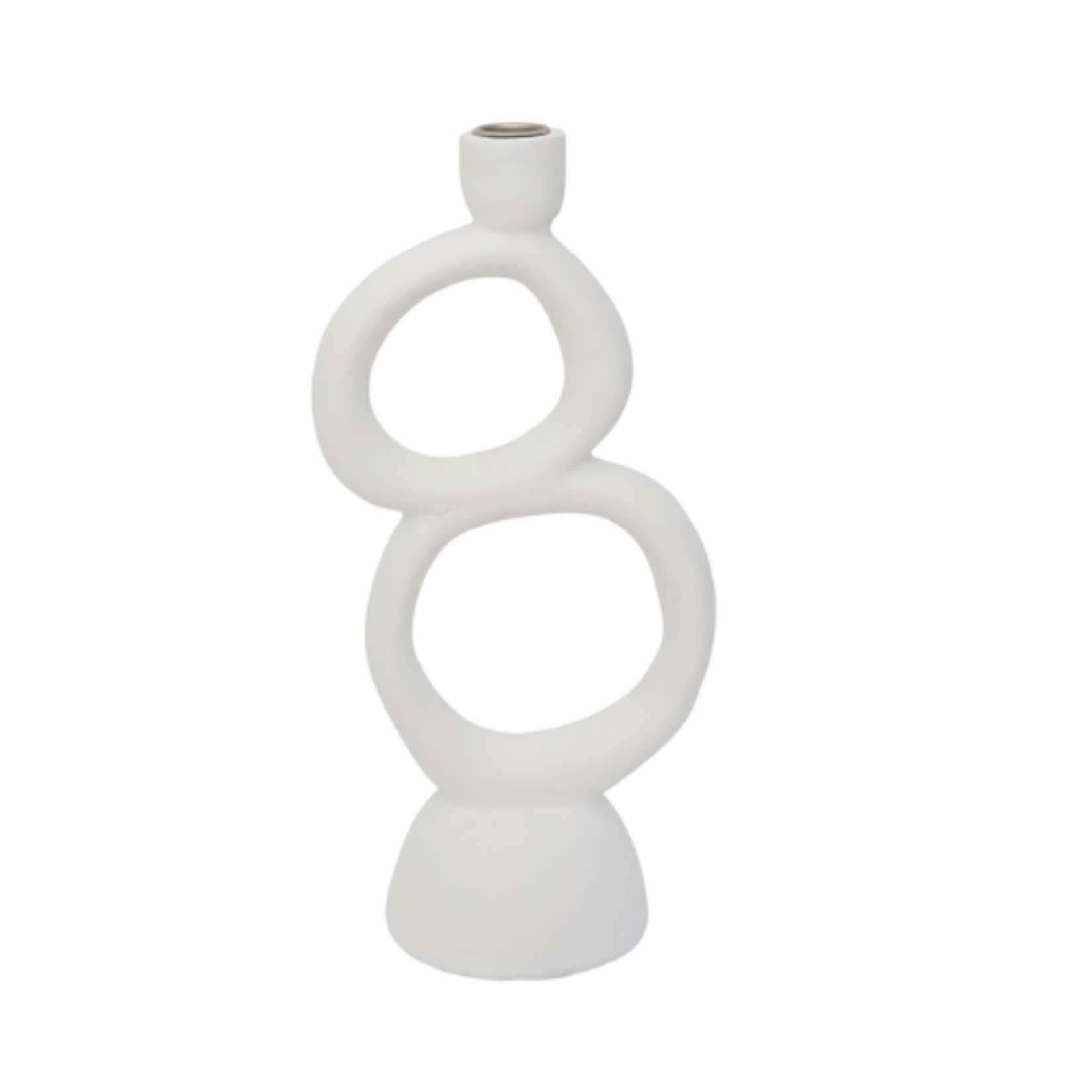 Outside The Box 12" White Ecomix Rough Sculptural Candle Holder
