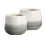Outside The Box 6" & 5" Set Of 2 Nimbus White & Gray Crackled Ceramic Vases