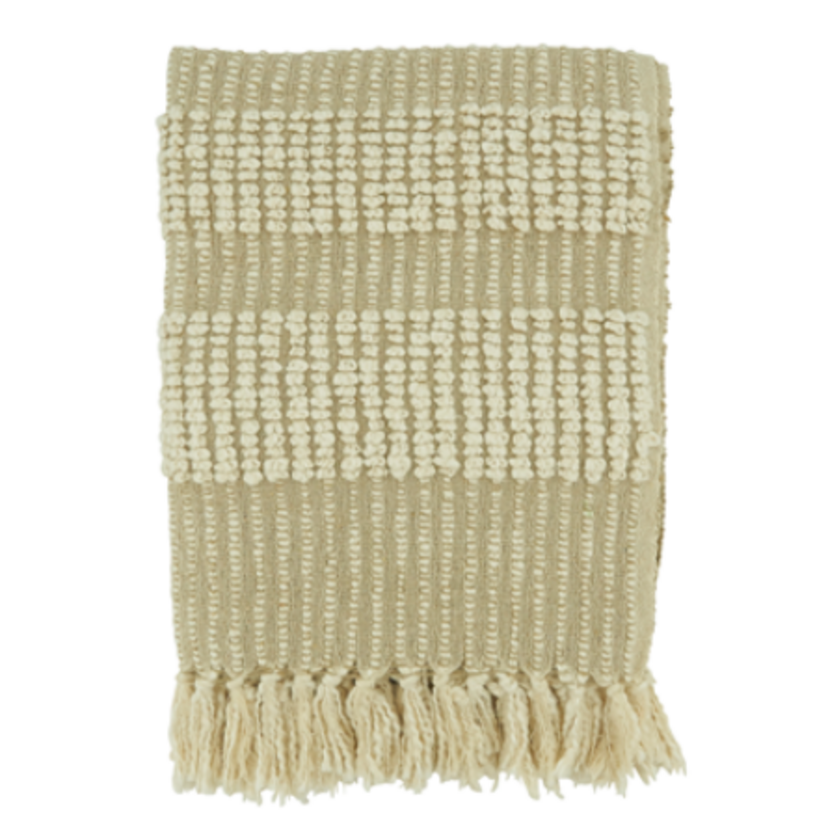 Outside The Box 50x60 Natural Woven 100% Cotton Throw Blanket - TH674