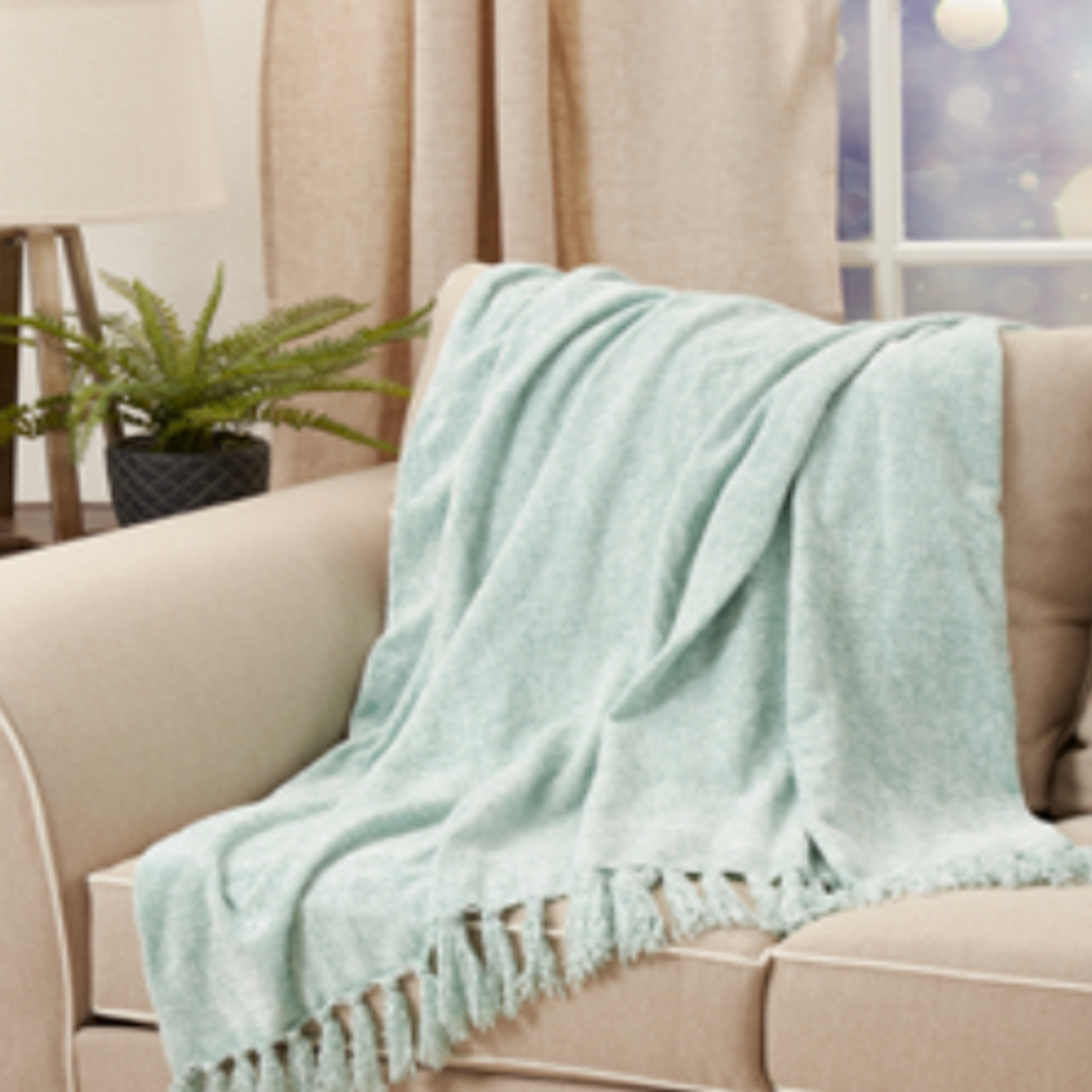 Outside The Box 50x60 Aqua 100% Poly Chenille Throw Blanket - TH110