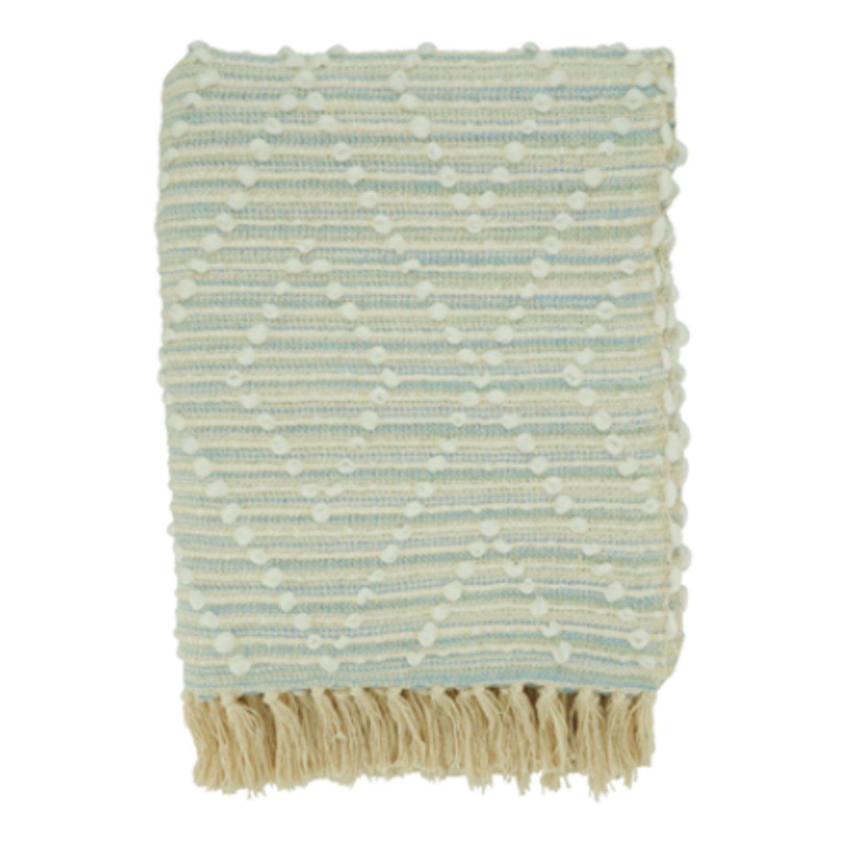 Outside The Box 50x60 Aqua Stripe & Diamond 100% Cotton Throw Blanket - TH117