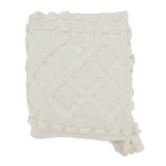 Outside The Box 50x60 White Tufted Basket Weave 100% Cotton Throw Blanket -  TH318