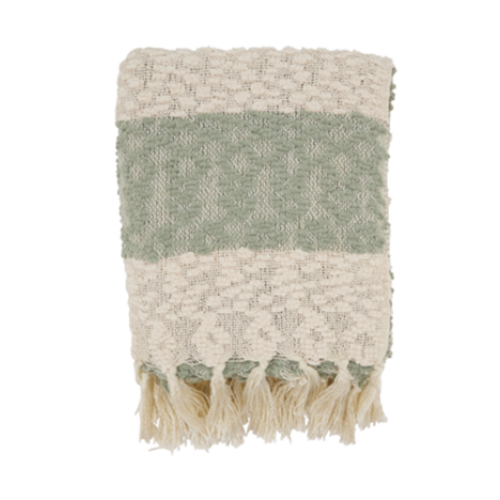 Outside The Box 50x60 Sea Green Nubby Striped Throw Blanket
