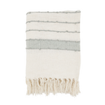 Outside The Box 50x60 Ivory & Gray Woven Striped 100% Cotton Throw Blanket