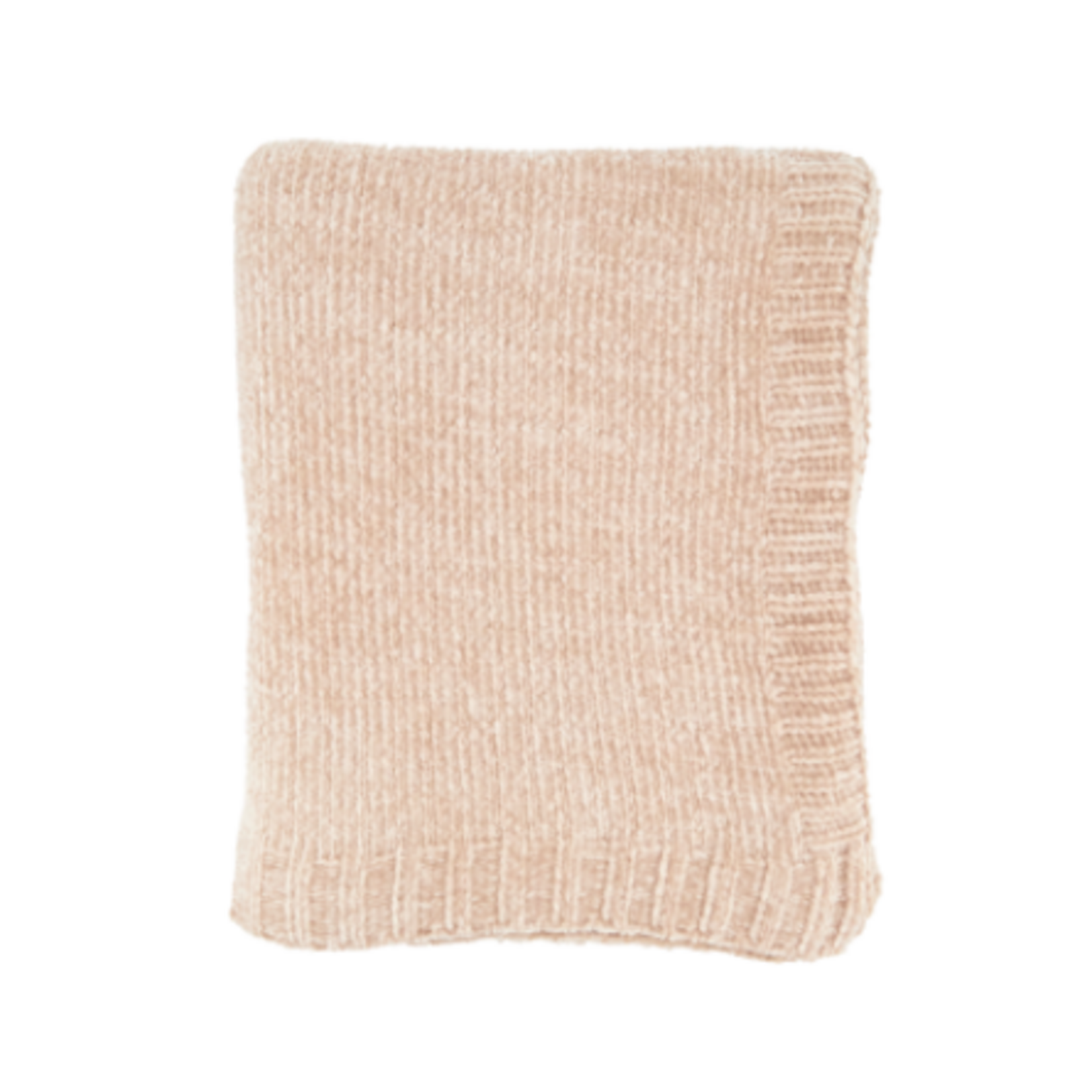 Outside The Box 50x60 Oatmeal Knitted Chenille 100% Poly Throw Blanket