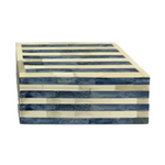 Outside The Box 10" Blue & White Stripe Bone Inlay Decorative Box