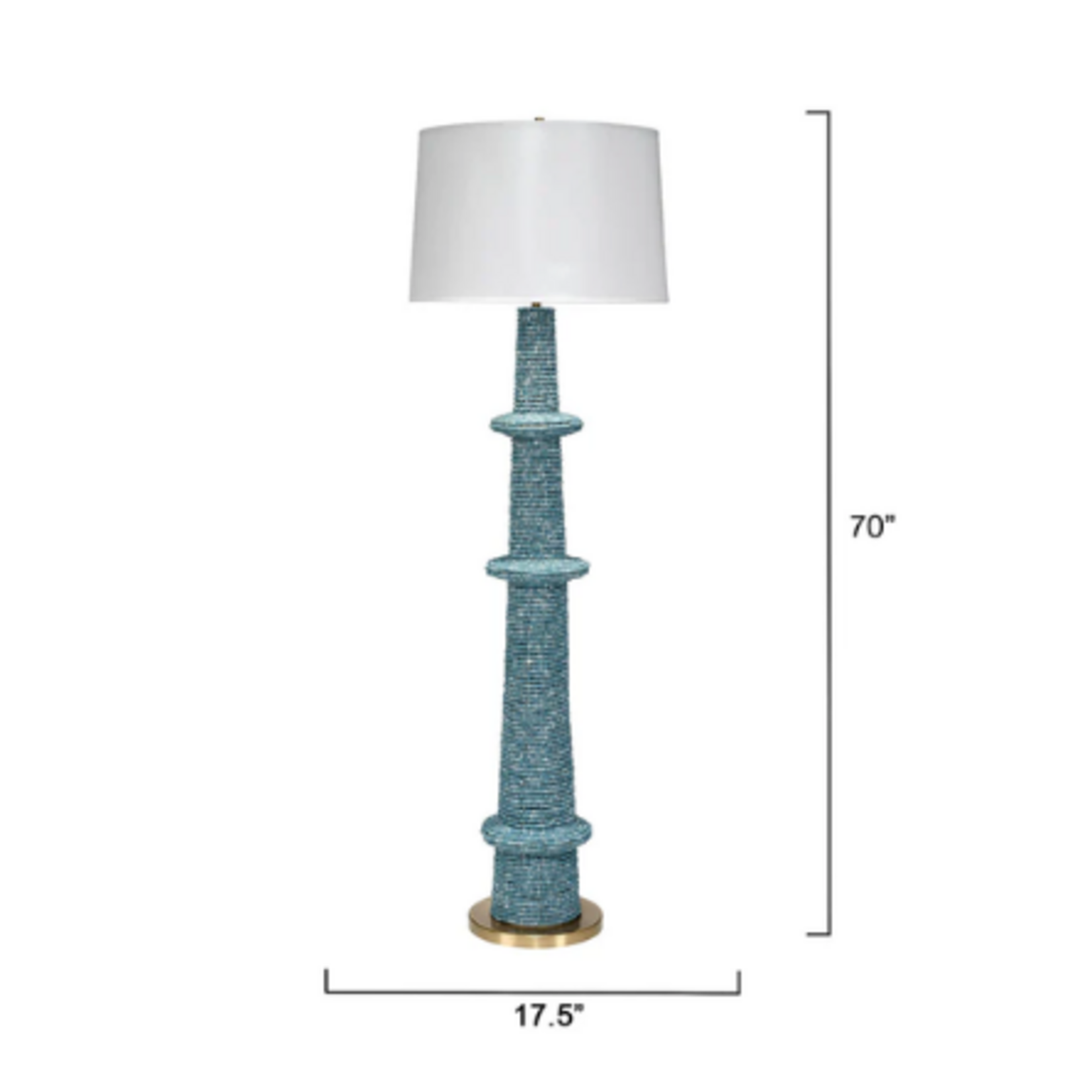 Outside The Box 70" Blue Mango Wood Beaded Hand Carved Floor Lamp