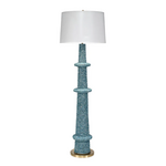 Outside The Box 70" Blue Mango Wood Beaded Hand Carved Floor Lamp