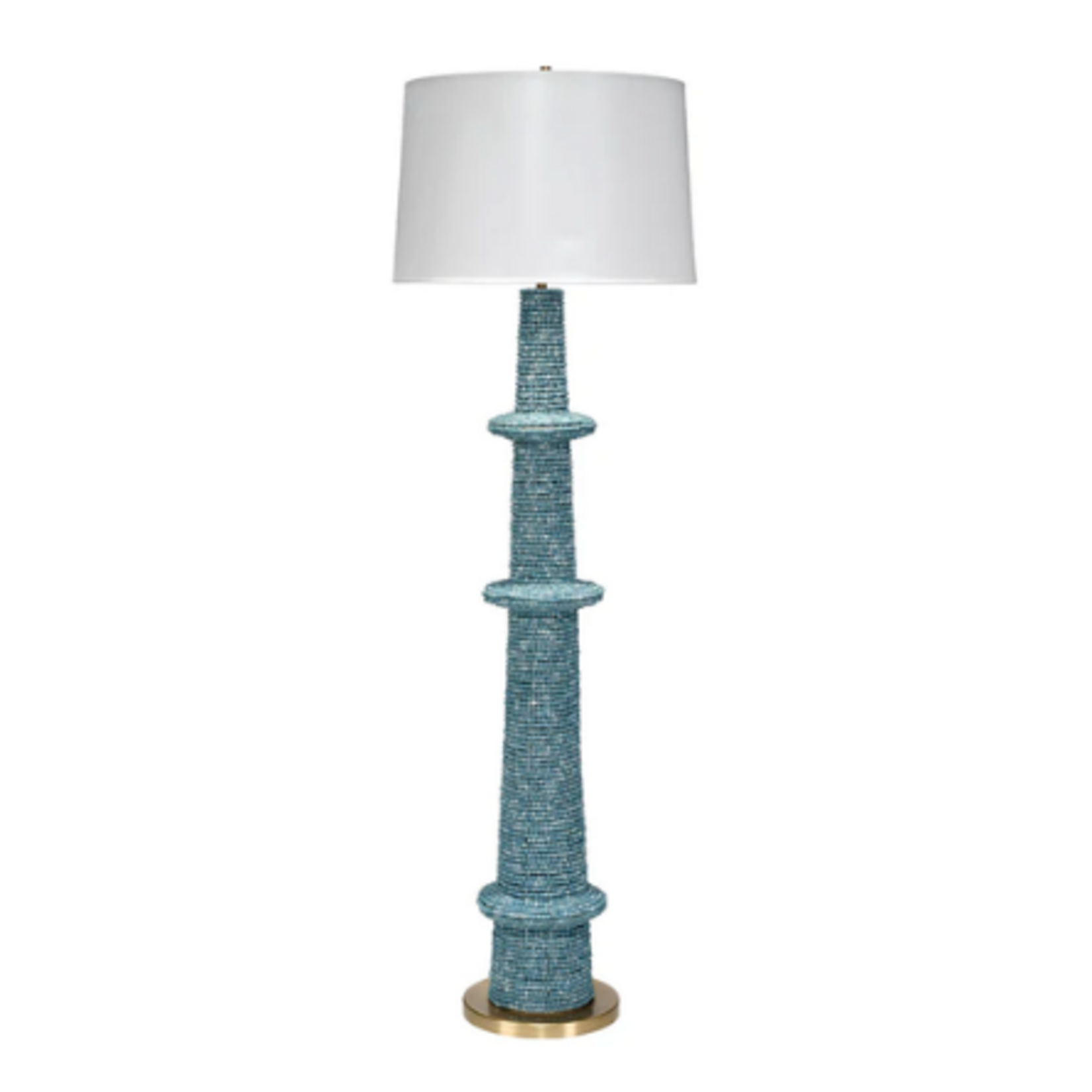 Outside The Box 70" Blue Mango Wood Beaded Hand Carved Floor Lamp