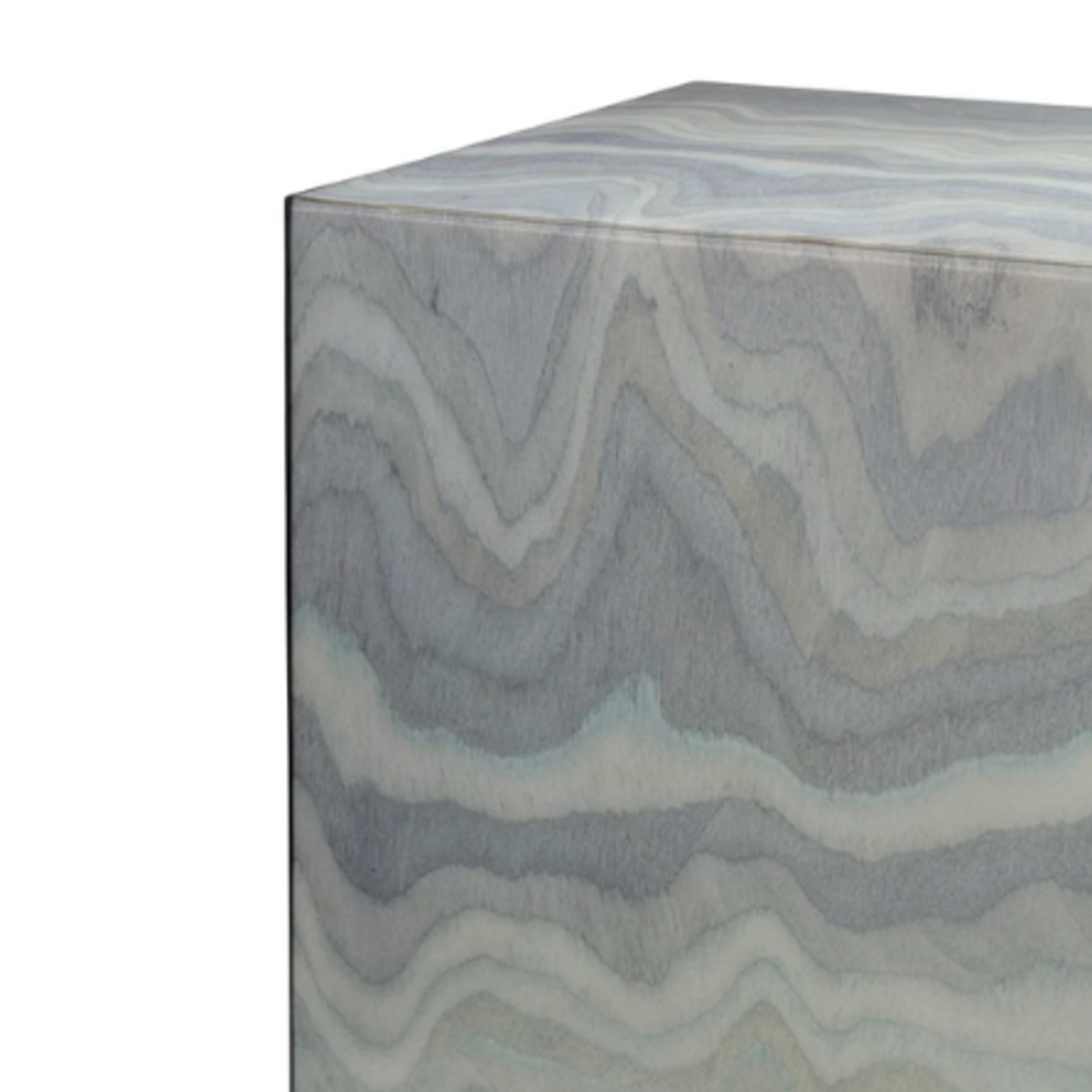Outside The Box 14x14x22 Peak Pale Blue Flame Stitched  Lacquer Wood Side Table